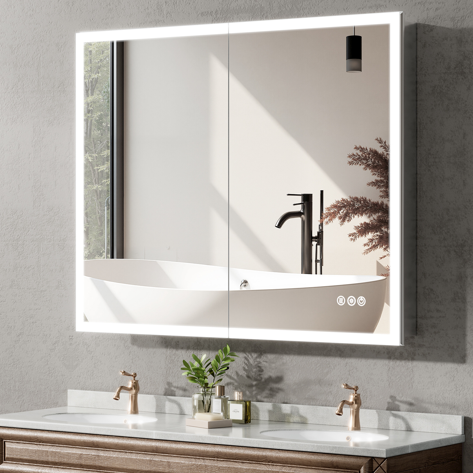 Smart Bathroom Vanity Mirror Cabinet with Storage Rack