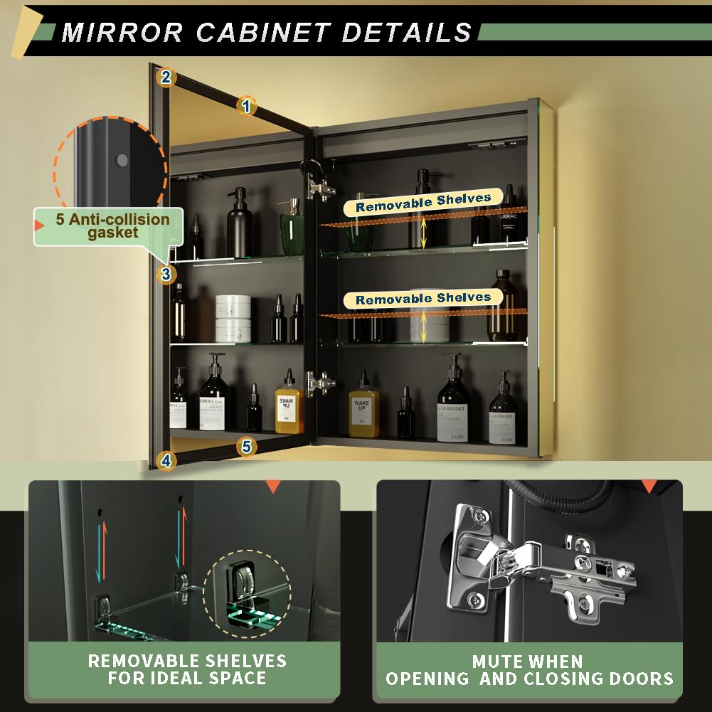 Wholesale Bathroom Wall Cabinet with Mirror Adjustable Shelf