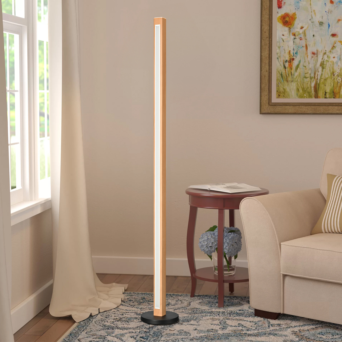 Solid Wood LED Ambient Floor Lamp for Restaurant Hotel Café