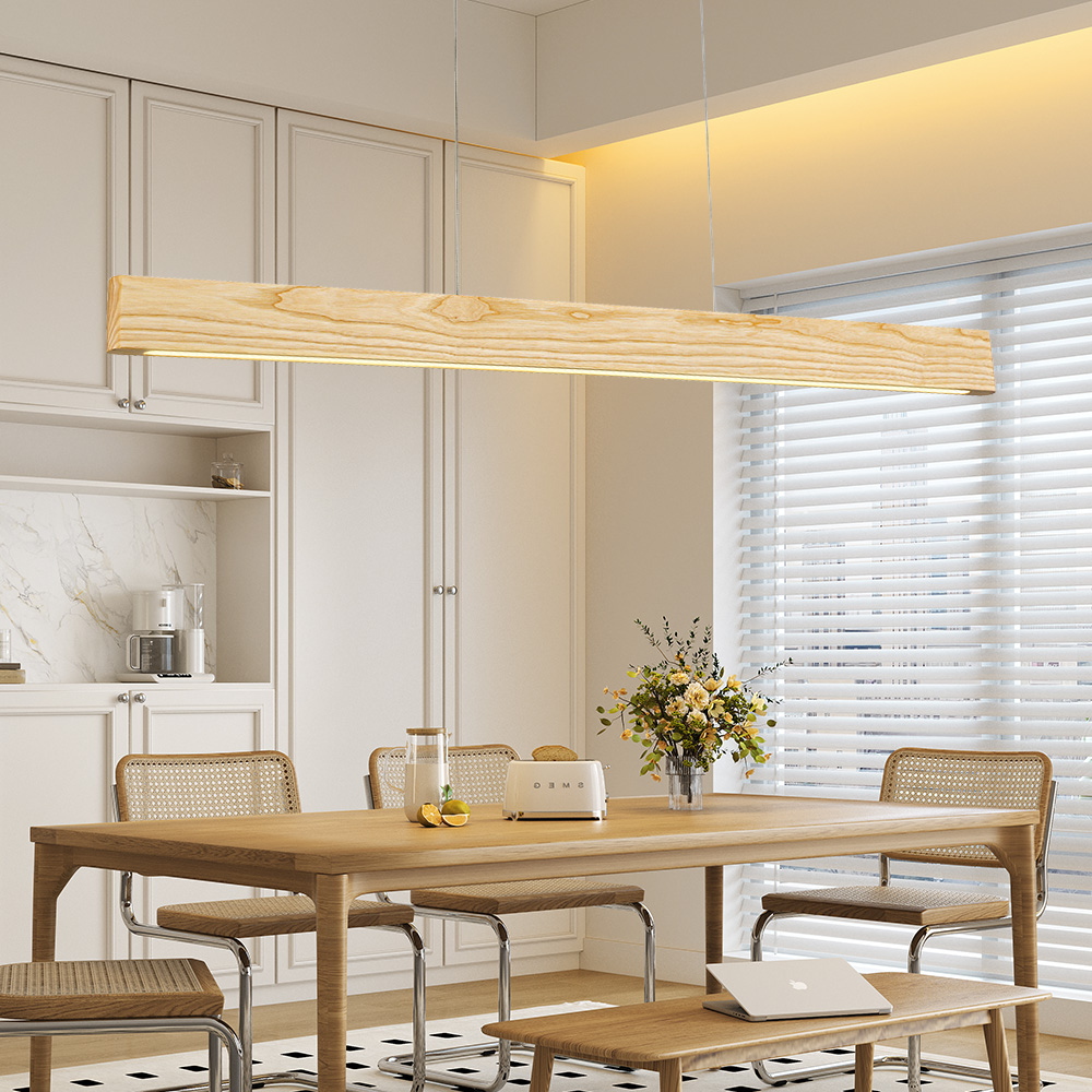 Dimmable Wooden Ceiling Lamp with Remote Control for Interior Design