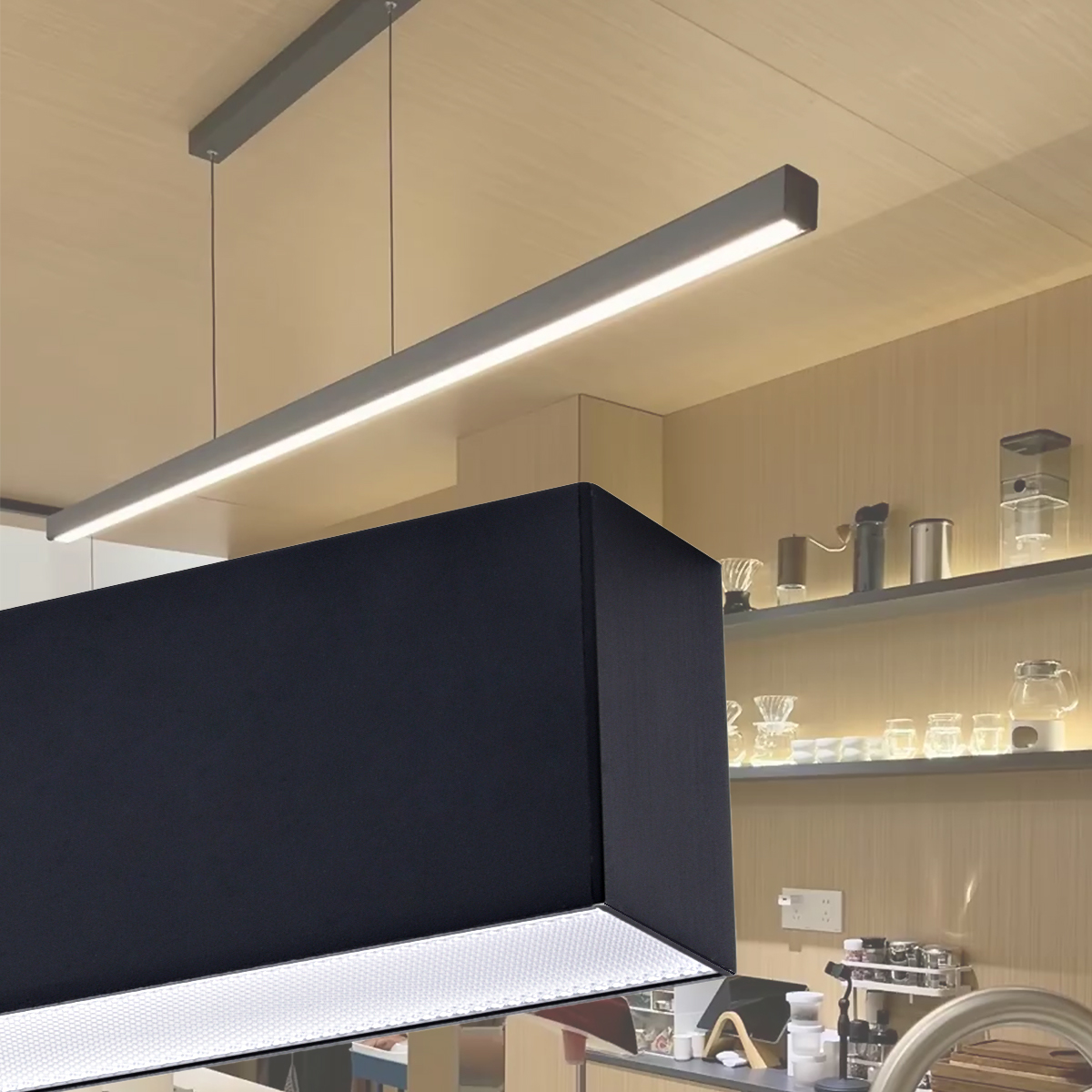 Modern Linear Pendant Light Color Temperature Changing with Remote for Office