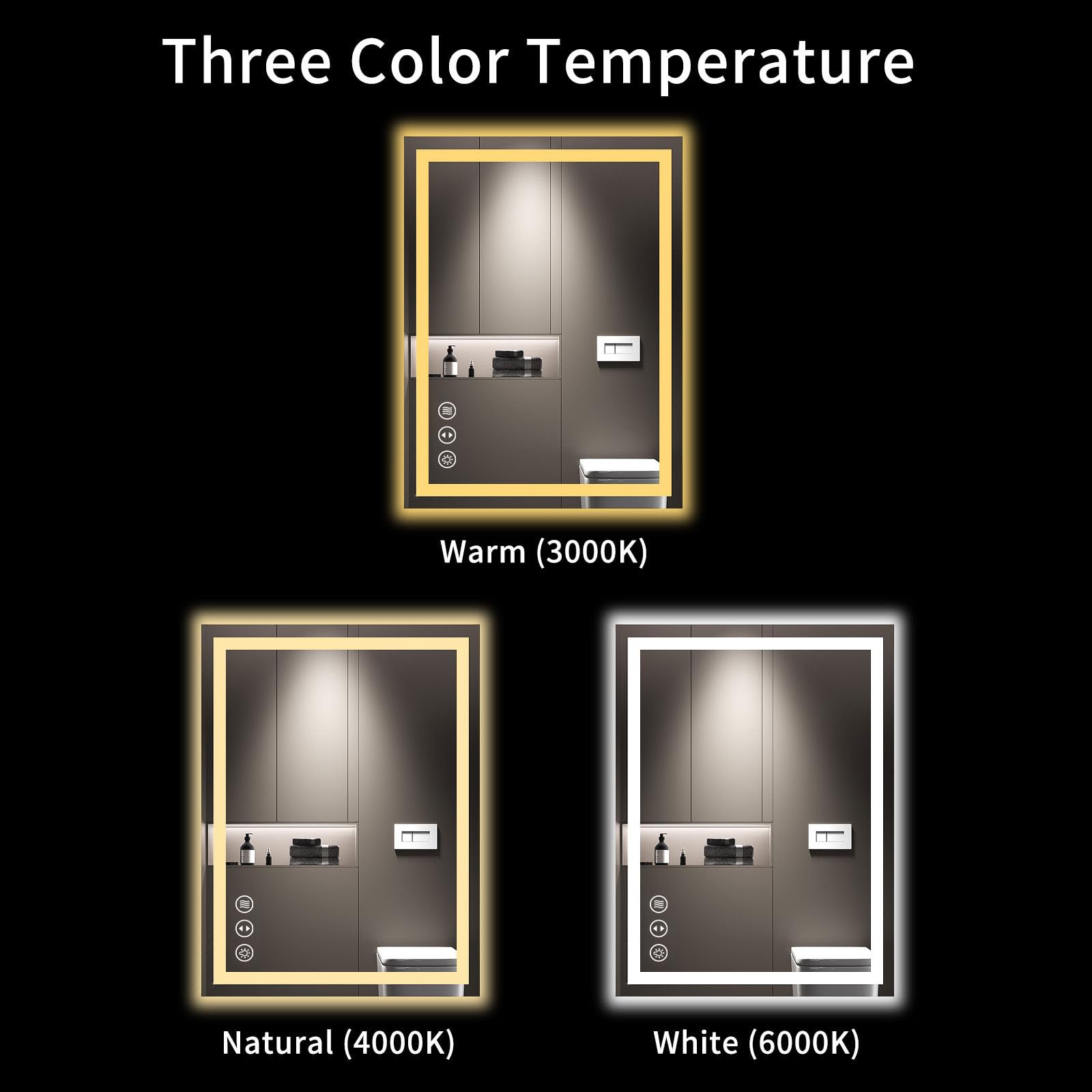  Rectangle Wall-Mounted Vanity Mirrors Backlit and Front Lit