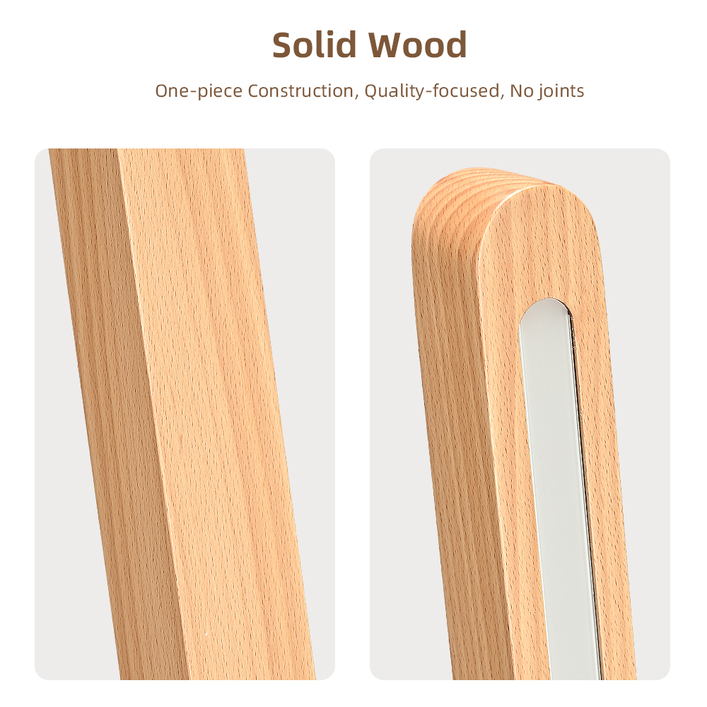 Minimalist Natural Wood Corner LED Floor Lamp with Remote