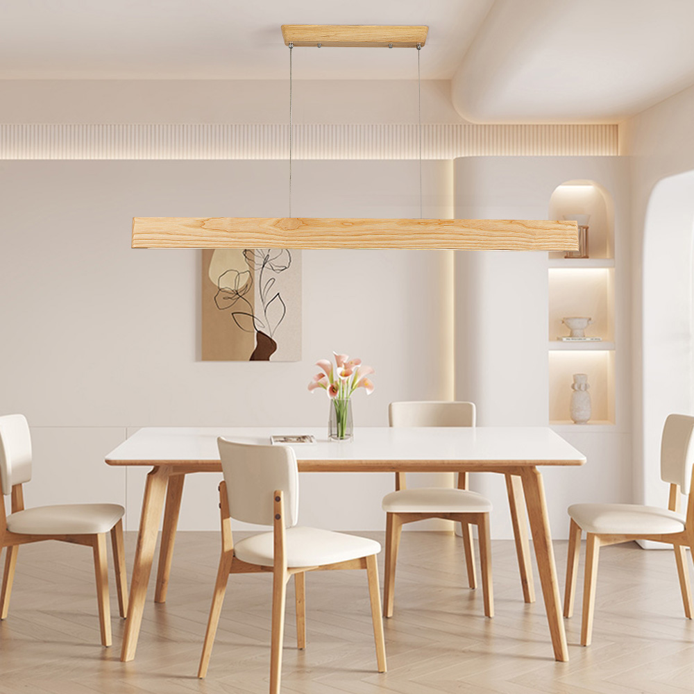 Dimmable Wooden Ceiling Lamp with Remote Control for Interior Design