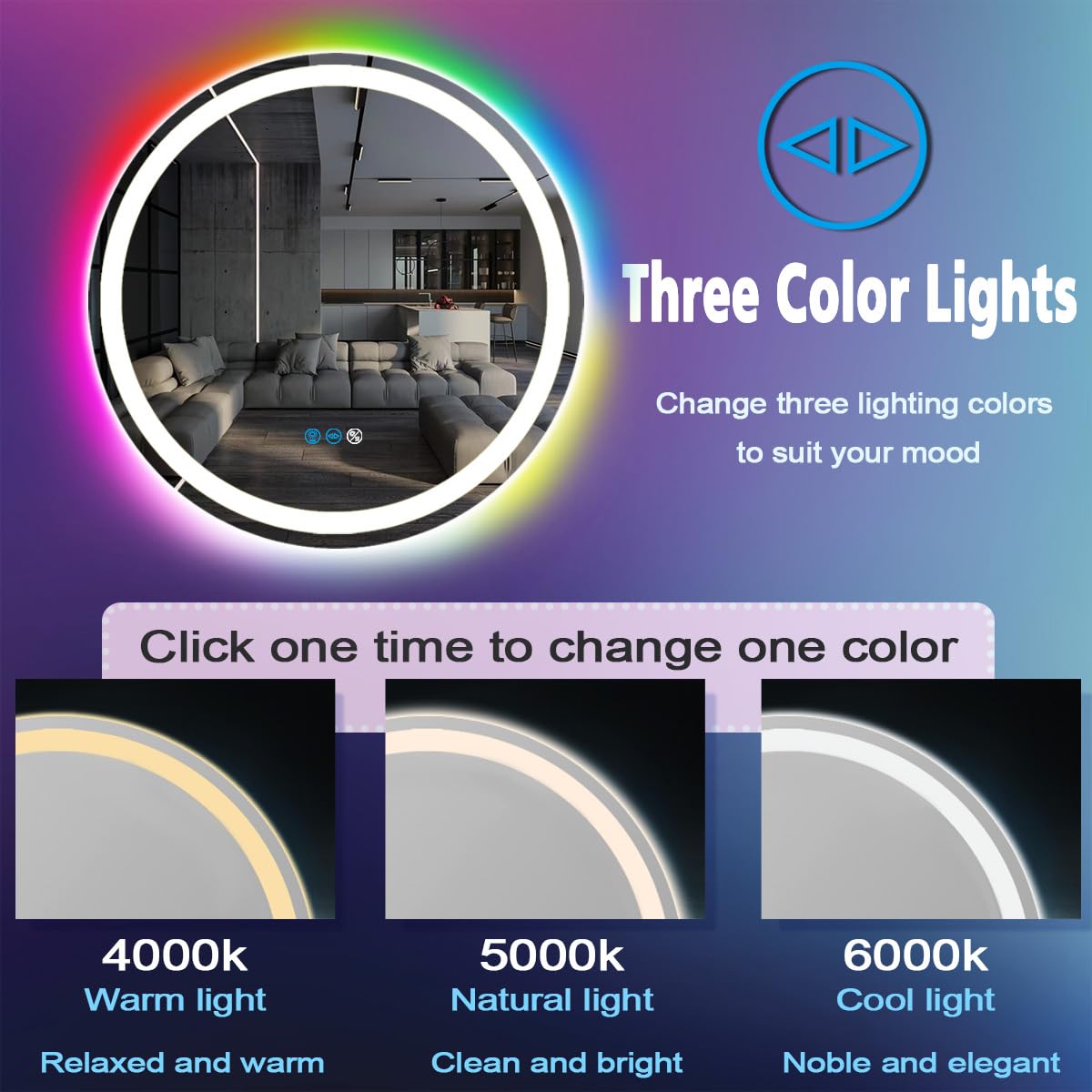 Custom RGB Lighting Mirror Hotel Bluetooth Display Screen