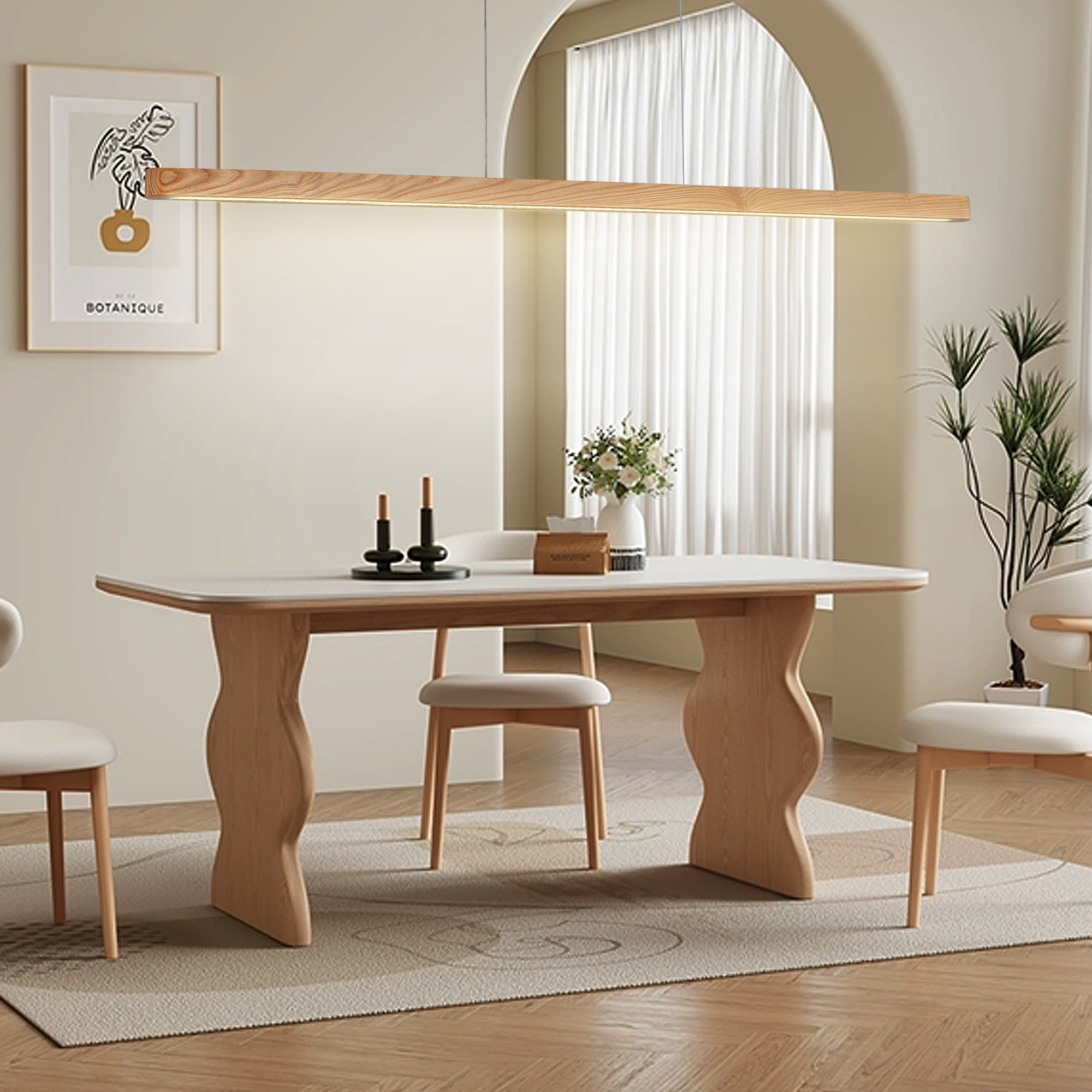 LED Wooden Ceiling Lamp Color-Changing for Restaurant Hotel 