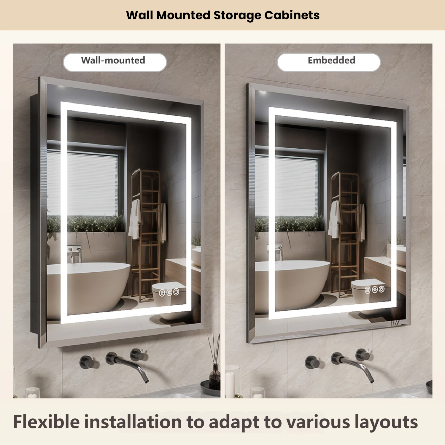 Custom Medicine Storage Cabinet with Mirror Dimmable Lighting for Home Use