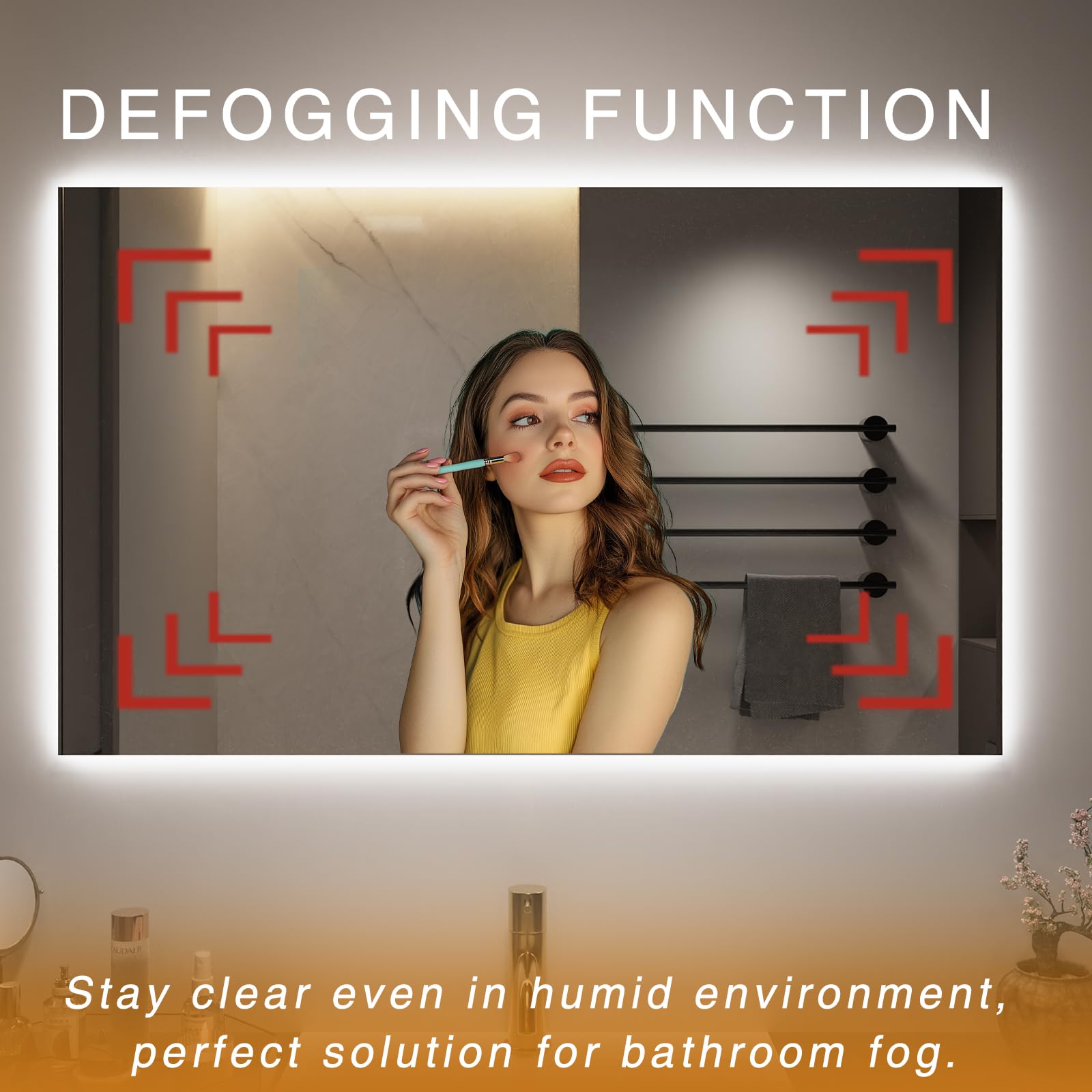 Smart Multi-functional Rectangle Bathroom Makeup Mirrors