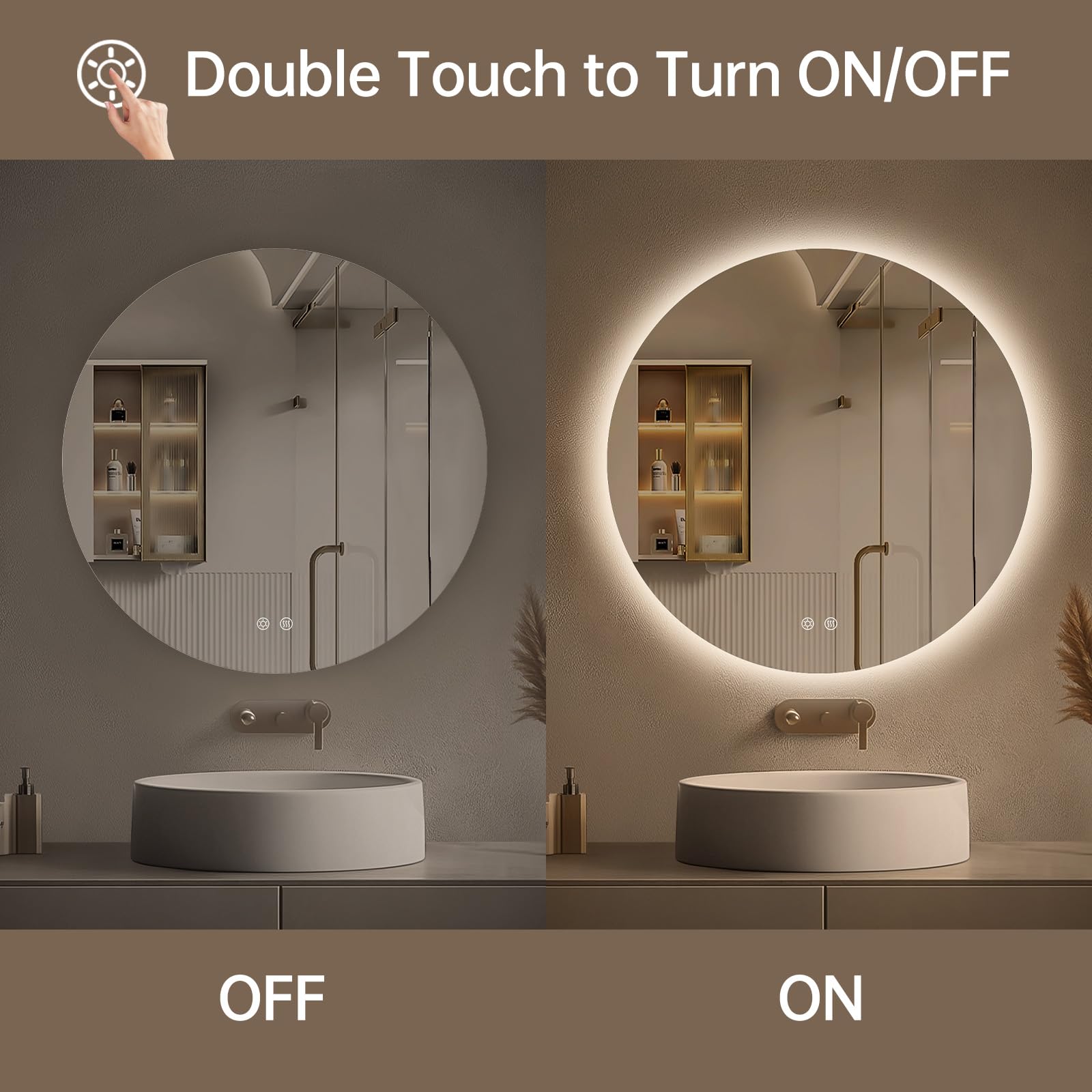 Wholesale Round LED Bathroom Vanity Mirror for Villa Hotel 