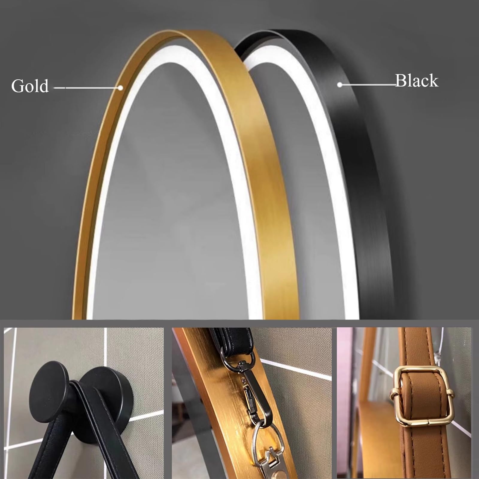 Round Bathroom Makeup Mirror with Strap for Villa Hotel Project