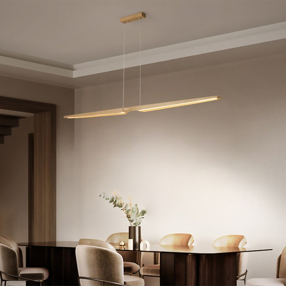 Vintage LED Dark Walnut Wood Chandelier Pendant Light for Dinning Table