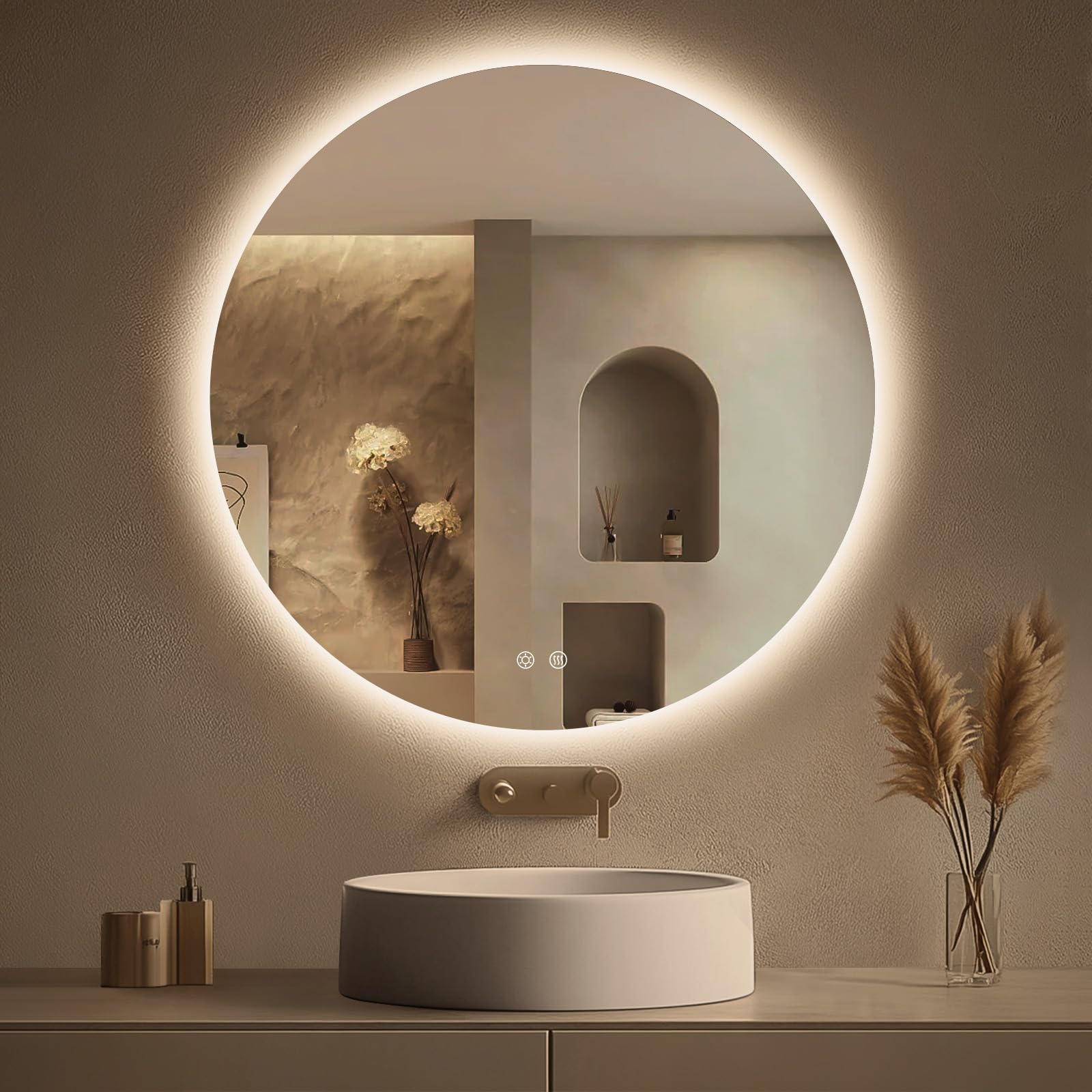 Wholesale Round LED Bathroom Vanity Mirror for Villa Hotel
