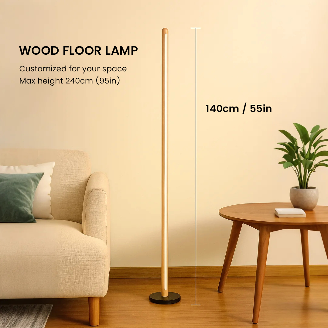 Solid Wooden LED Floor Reading Lamp Color Temperature Changing