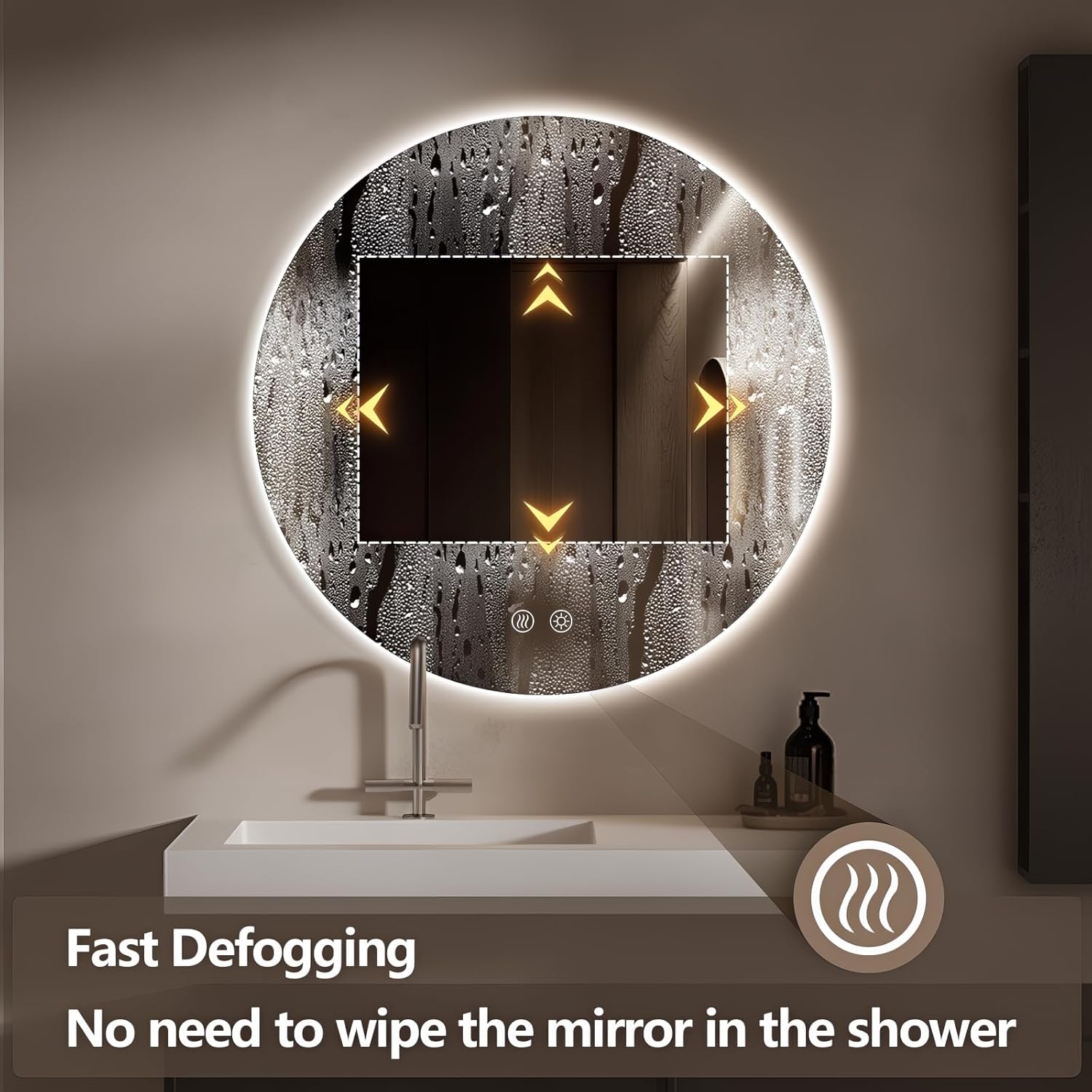 Wholesale Round LED Bathroom Vanity Mirror for Villa Hotel 