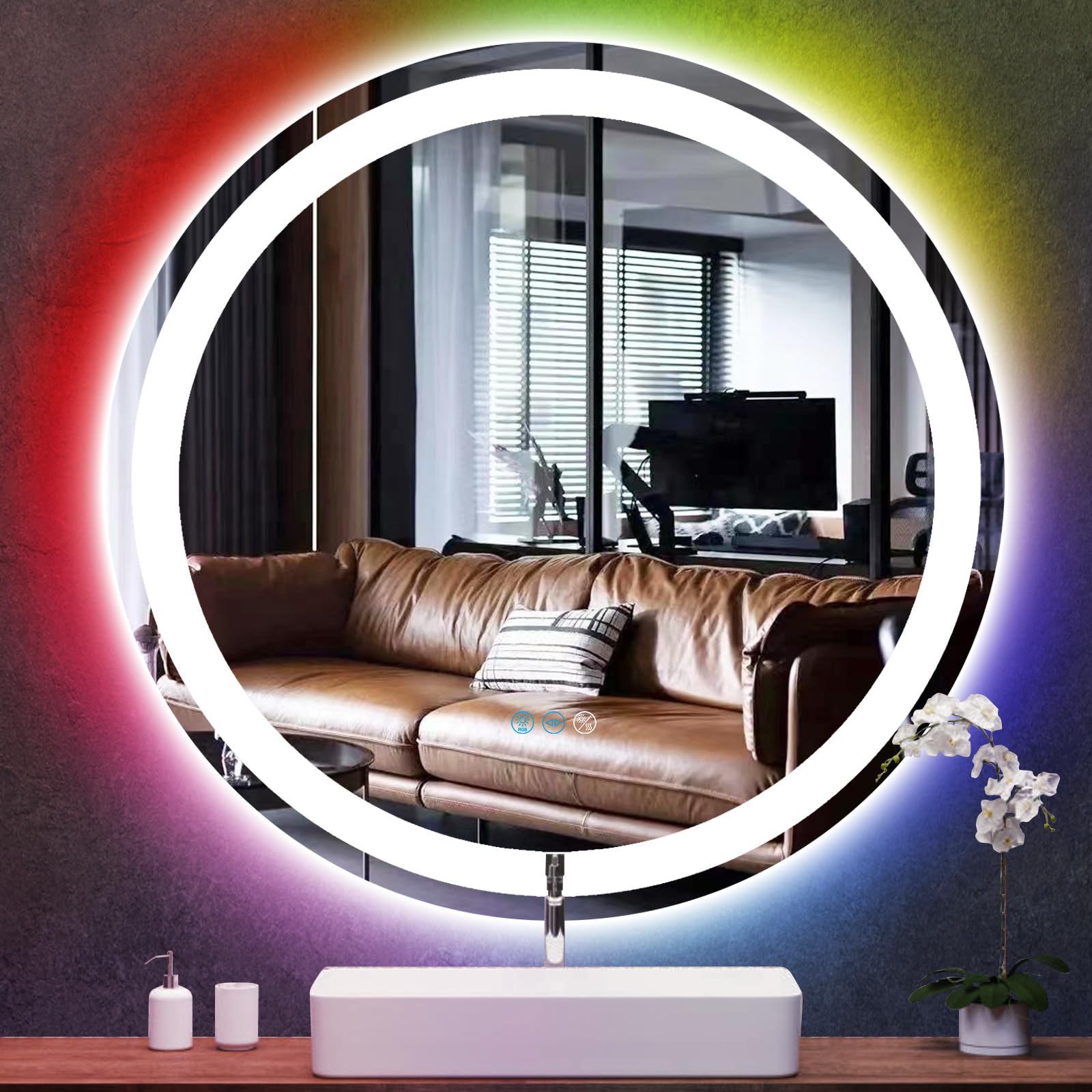Custom RGB Lighting Mirror Hotel Bluetooth Display Screen