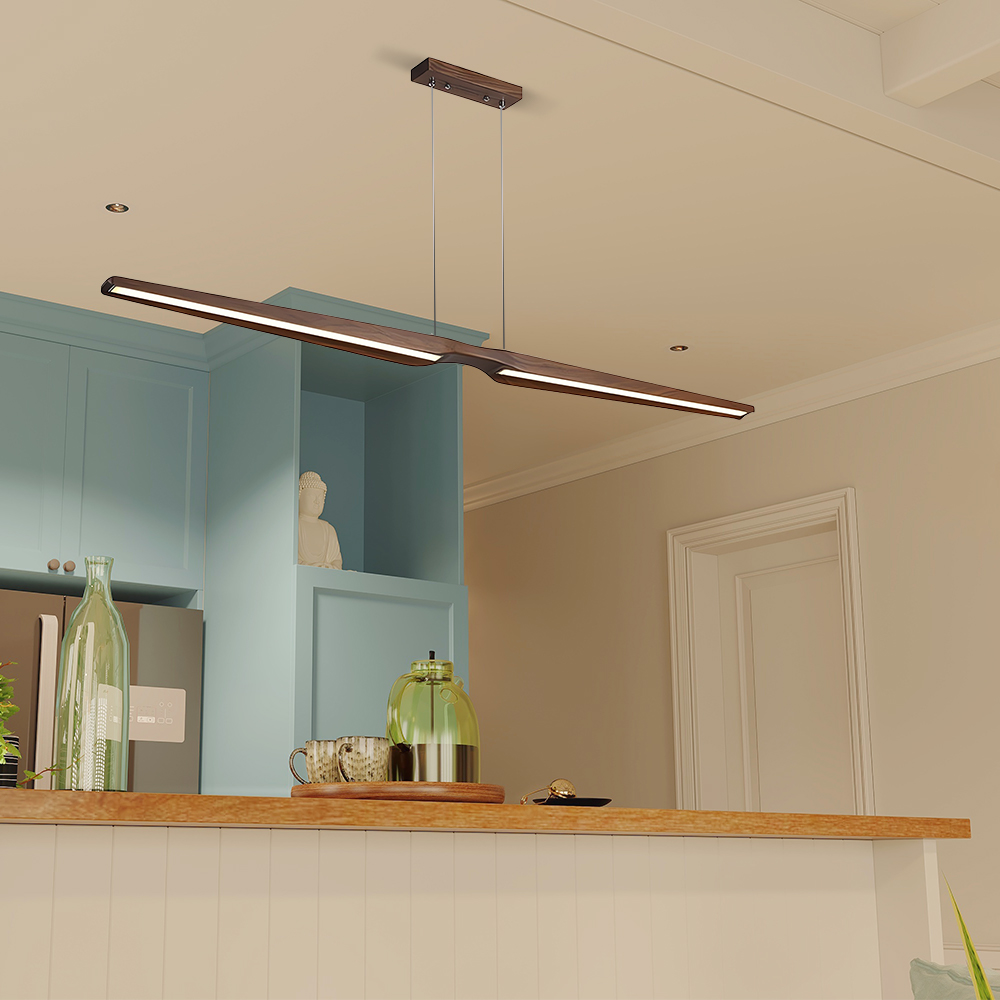 Vintage LED Dark Walnut Wood Chandelier Pendant Light for Dinning Table