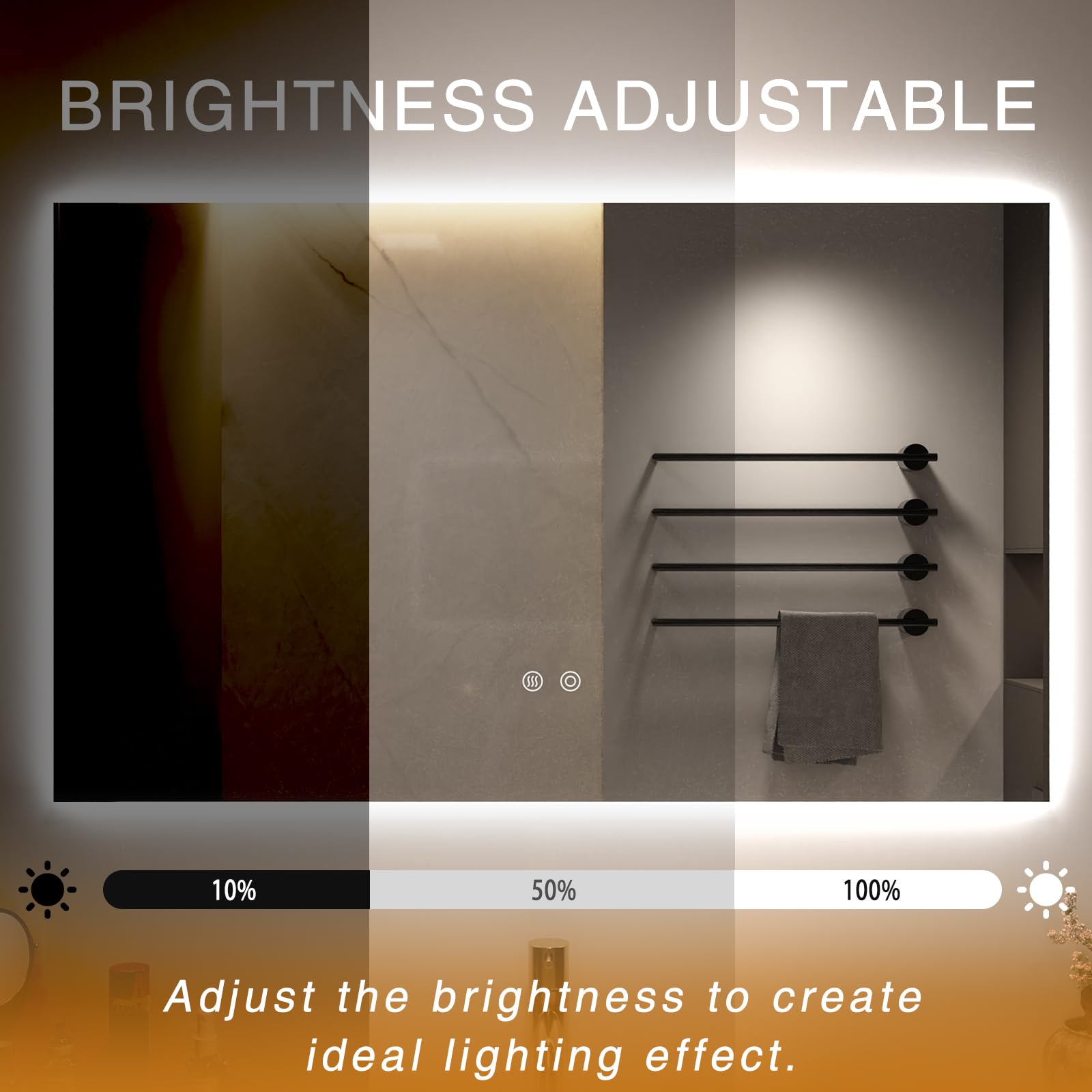 Smart Multi-functional Rectangle Bathroom Makeup Mirrors