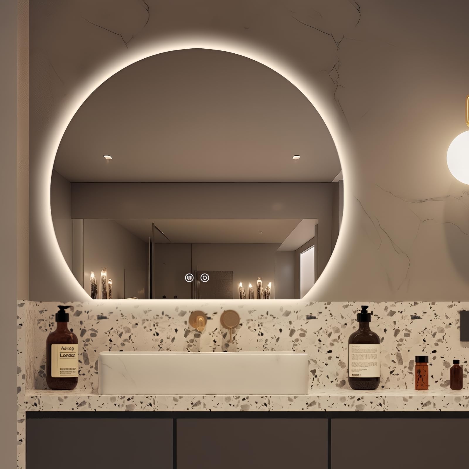 Half Moon Smart Makeup Mirror for Bathroom