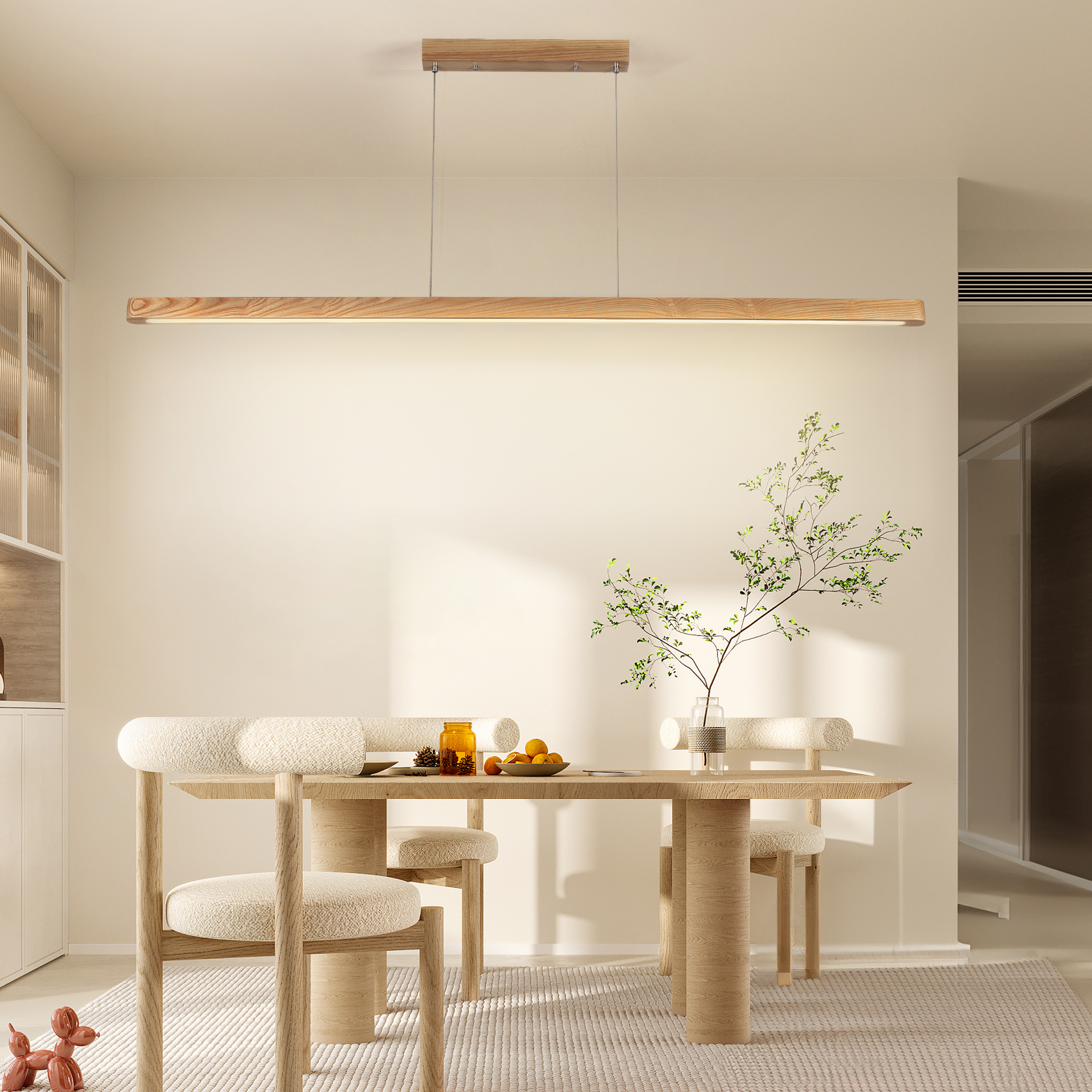 LED Wooden Ceiling Lamp Color-Changing for Restaurant Hotel 