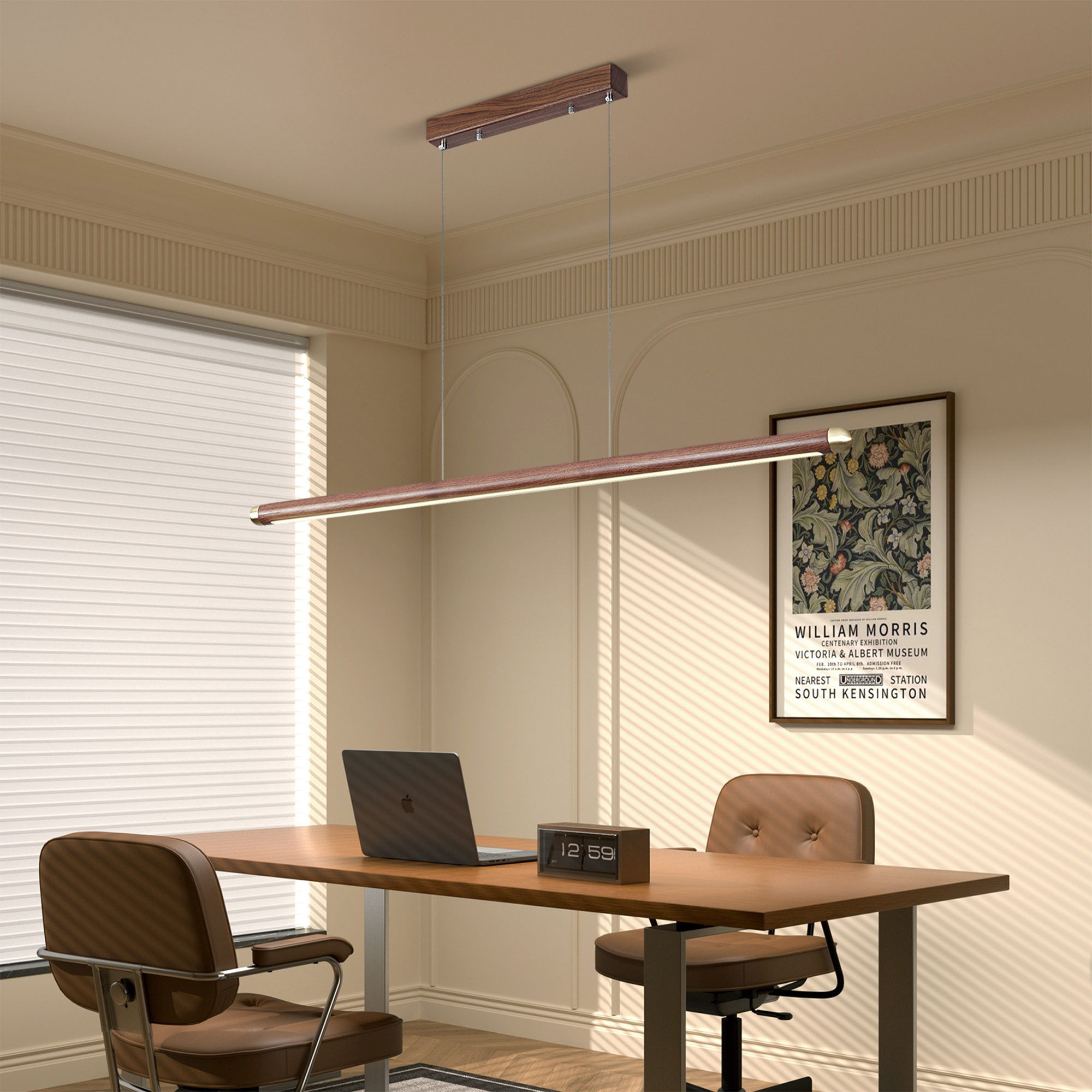 Minimalist Wooden Pendant Lamp with Remote Control for Living Room