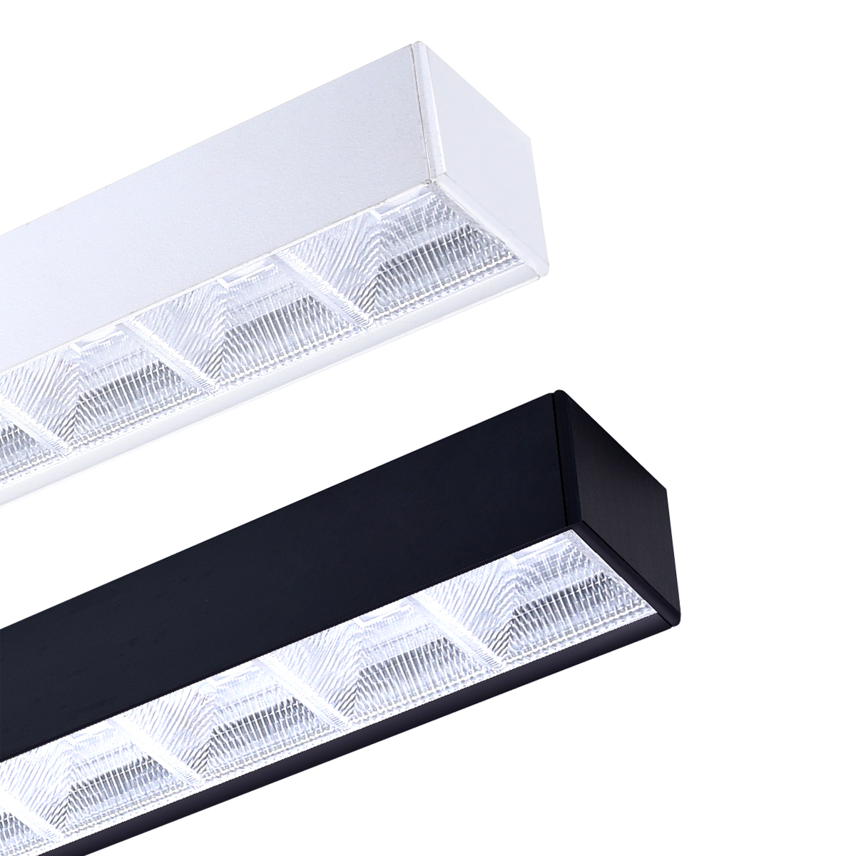 Aluminium Suspended LED Linear Pendant Light with Lens Design for Café Restaurant