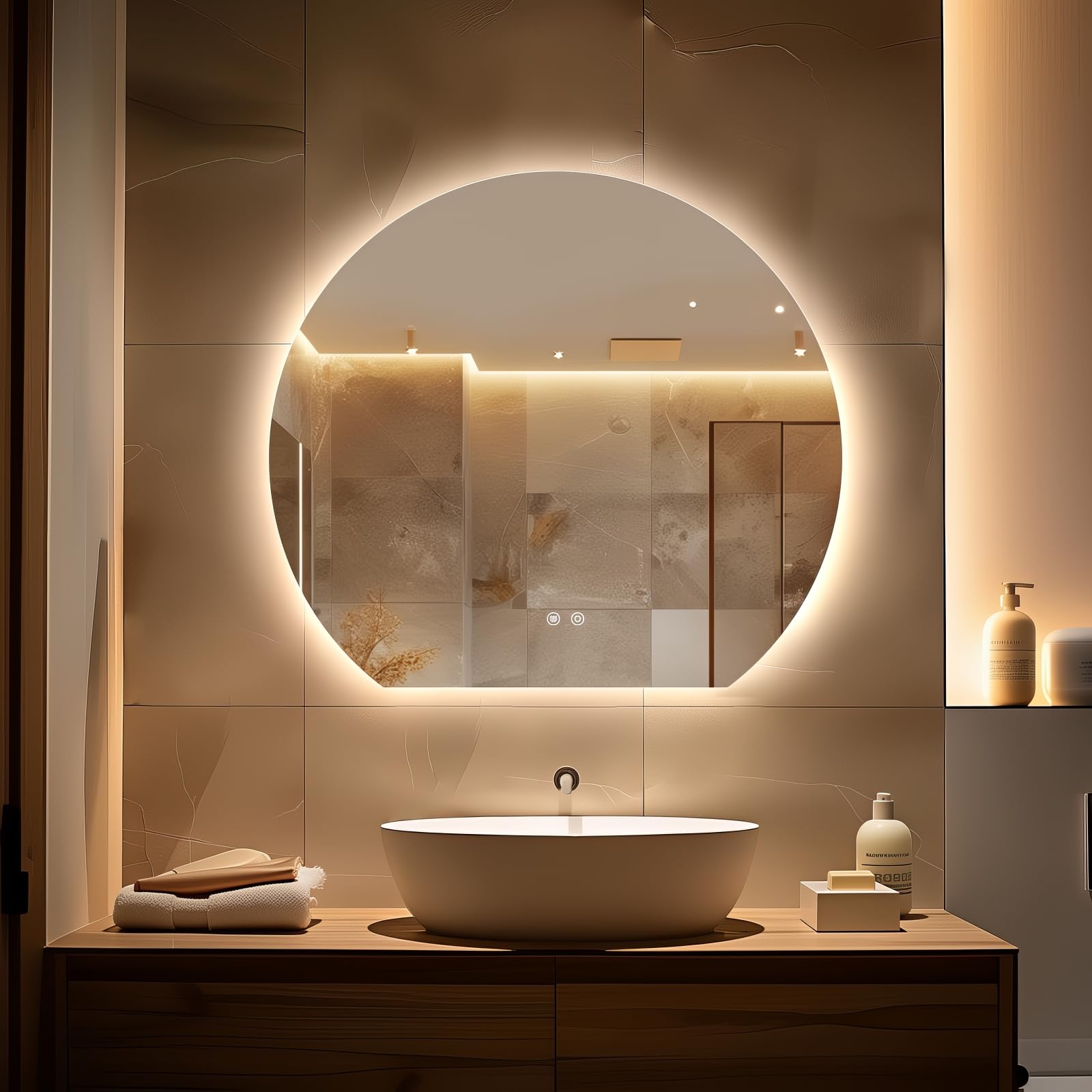 Half Moon Smart Makeup Mirror for Bathroom