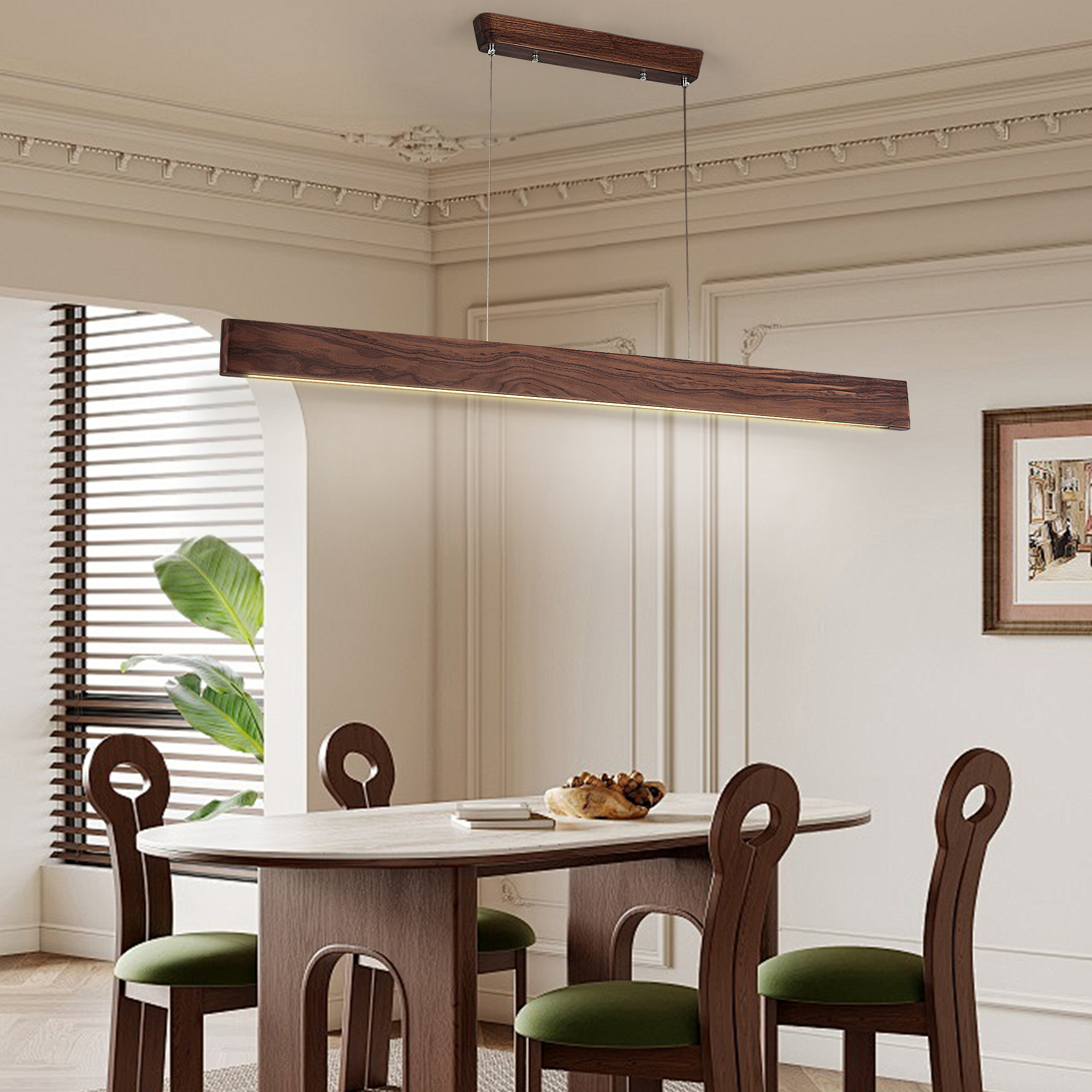 Dimmable Wooden Ceiling Lamp with Remote Control for Interior Design