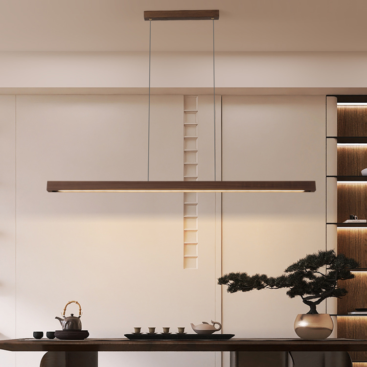 Real Wood Hanging Lamp with Adjustable Color Temperature for Coffee Bar