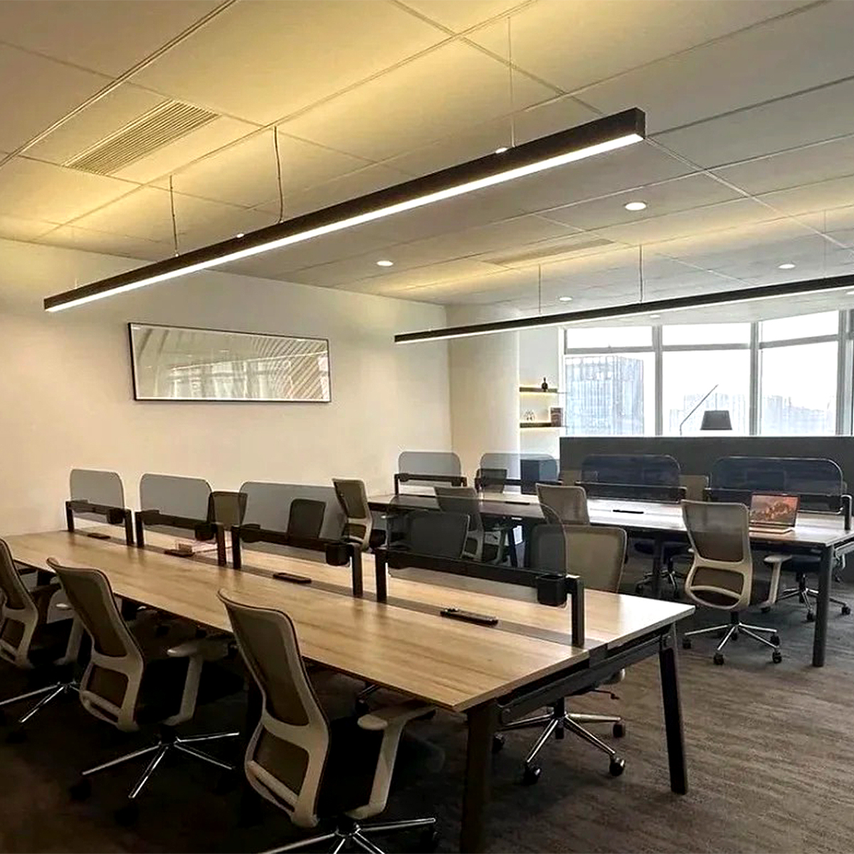 Modern Linear Pendant Light Color Temperature Changing with Remote for Office