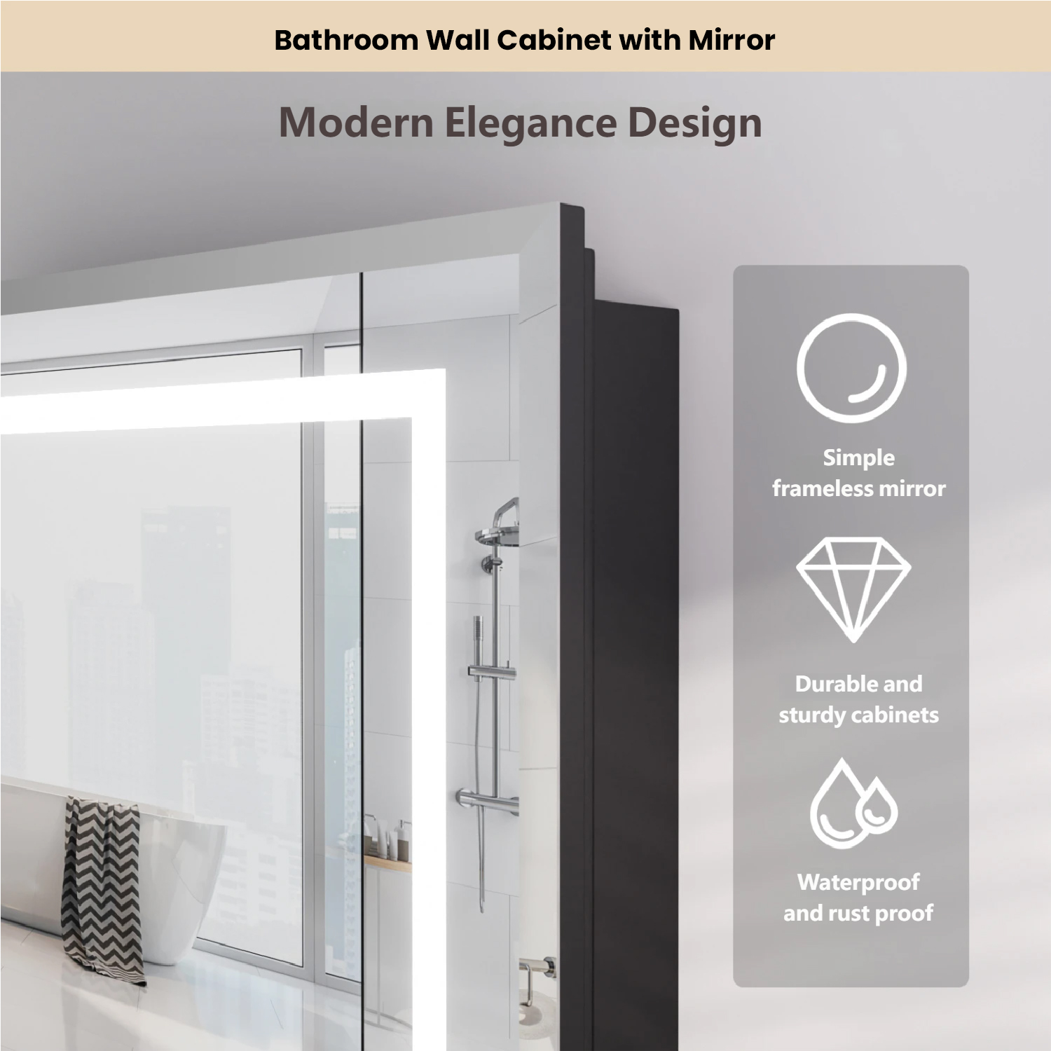 Custom Medicine Storage Cabinet with Mirror Dimmable Lighting for Home Use