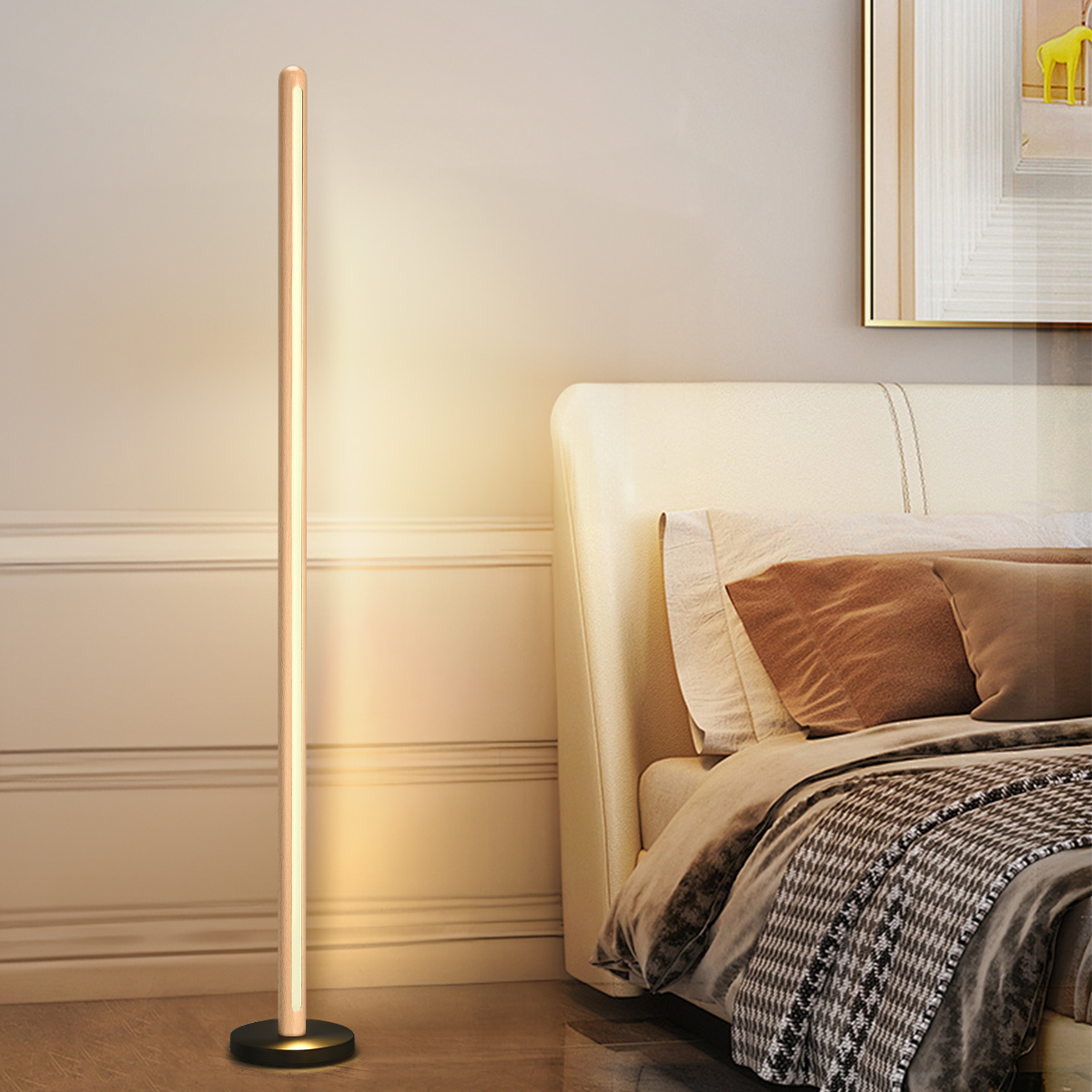 Solid Wooden LED Floor Reading Lamp Color Temperature Changing