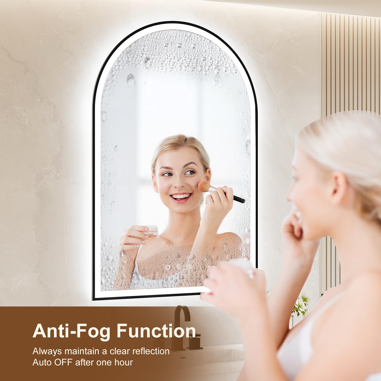 Arch Glass Bathroom Mirror with LED Light 3 Colors