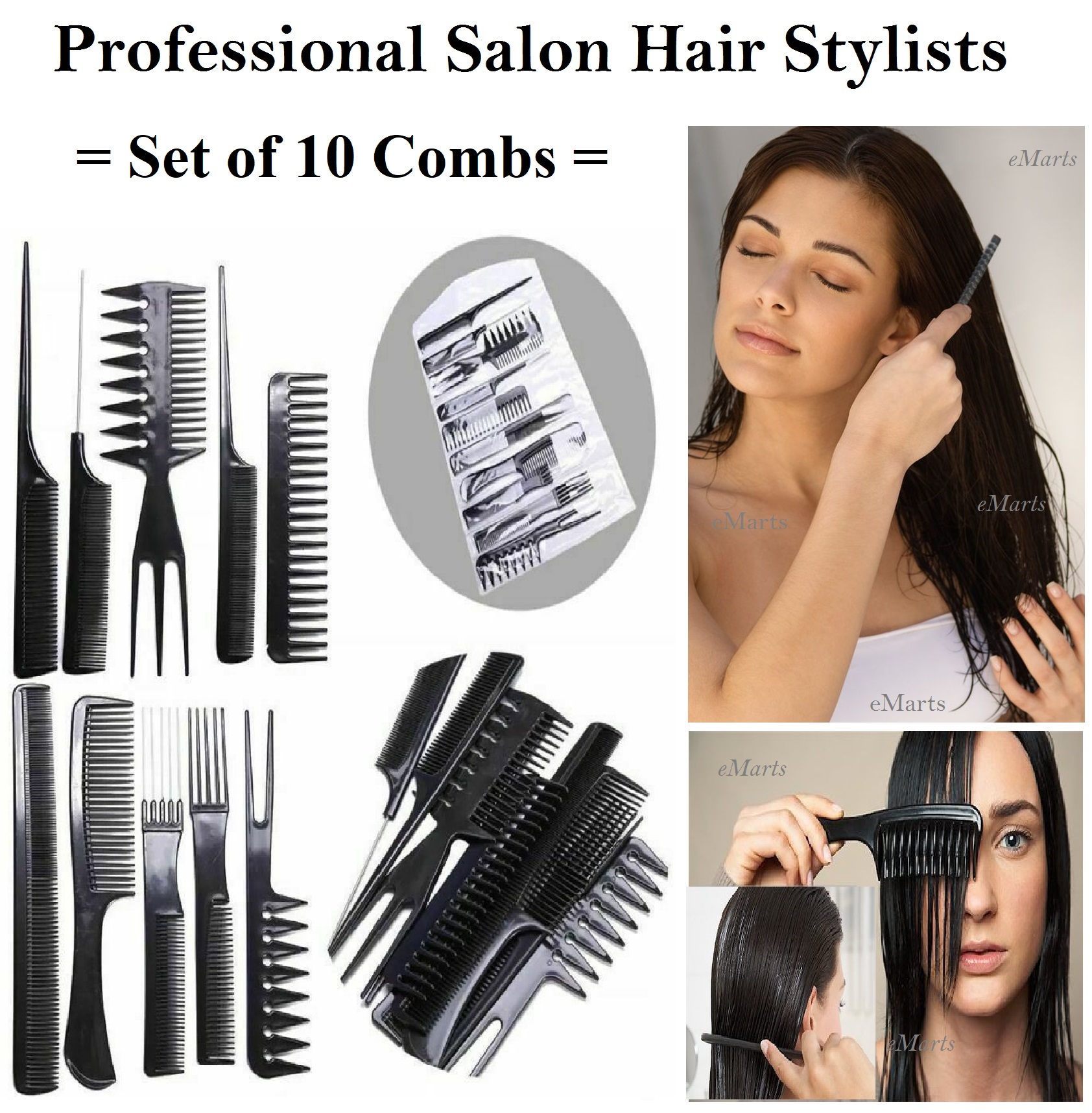 10 Hair Styling Comb Set