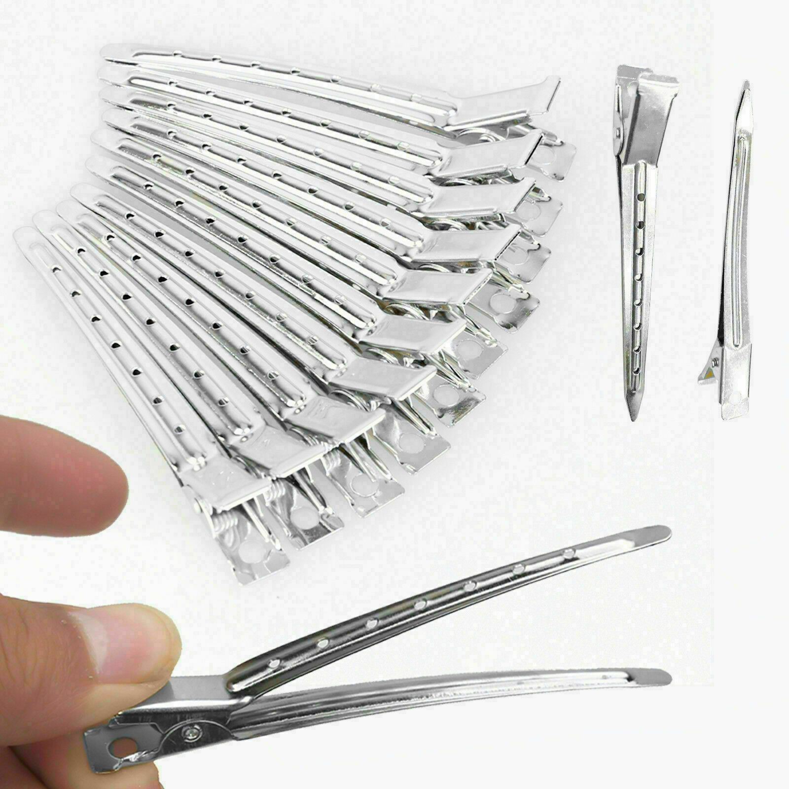 12 Hair Sectioning Clips Silver