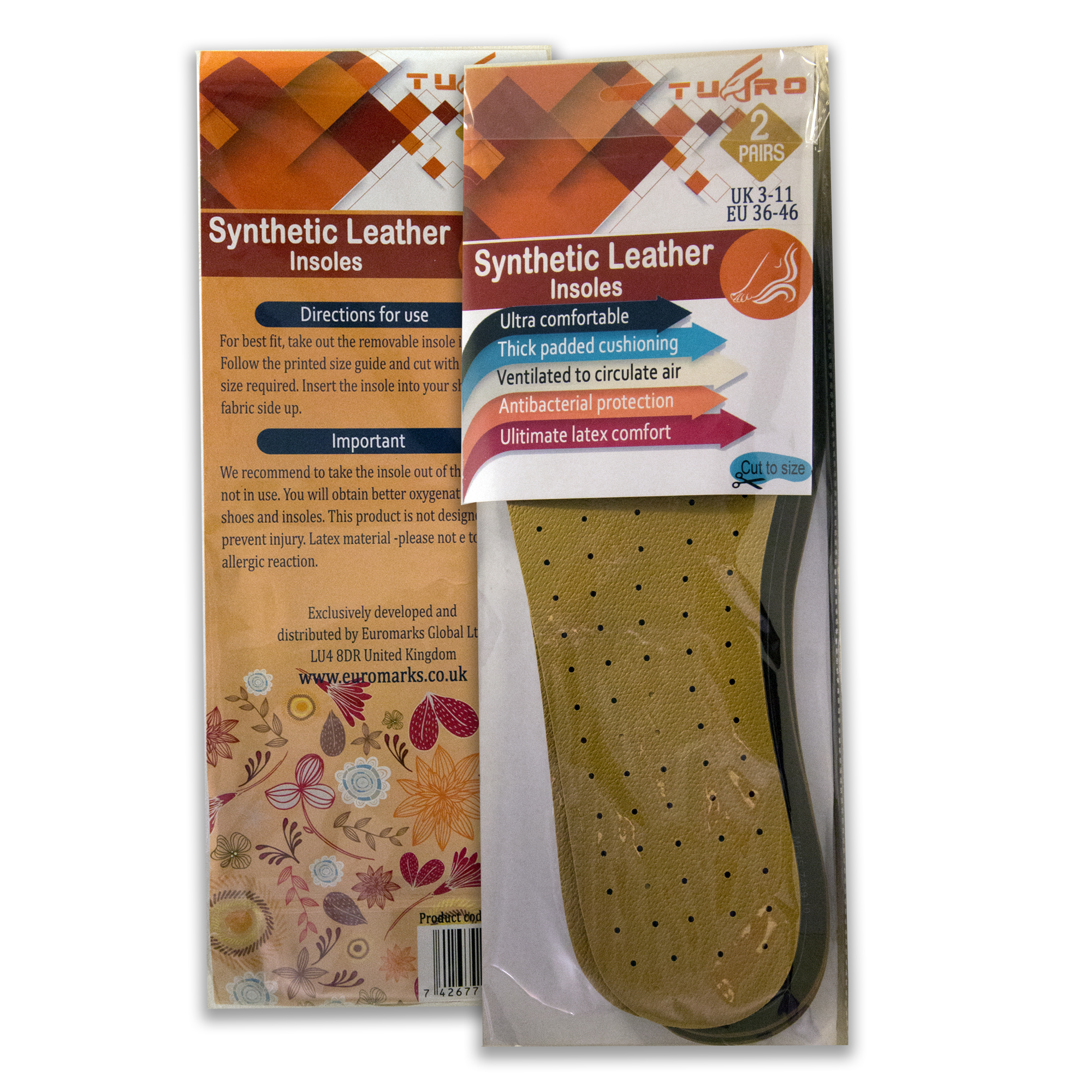 2 Pair Leather Insoles