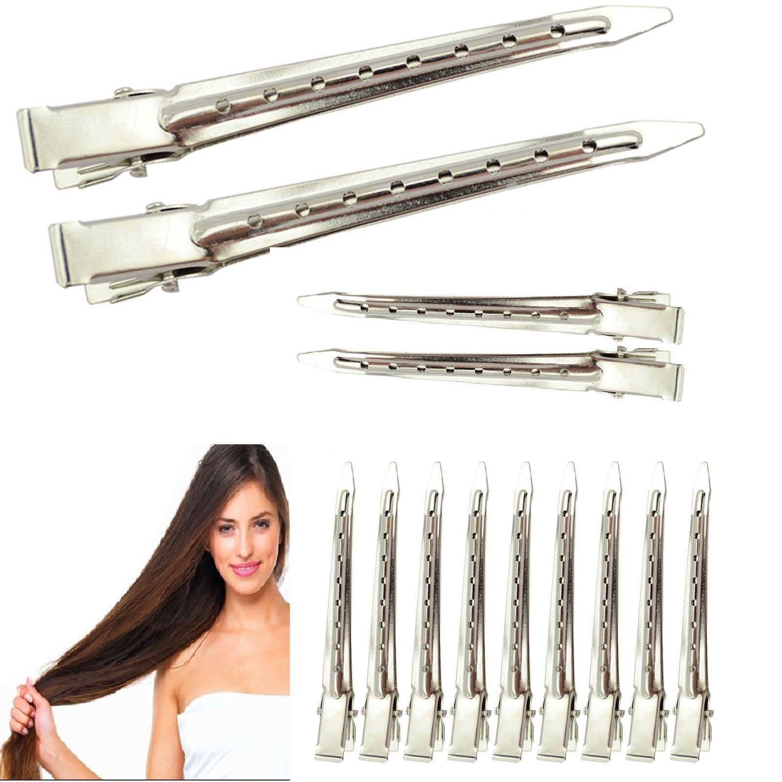 12 Hair Sectioning Clips Silver