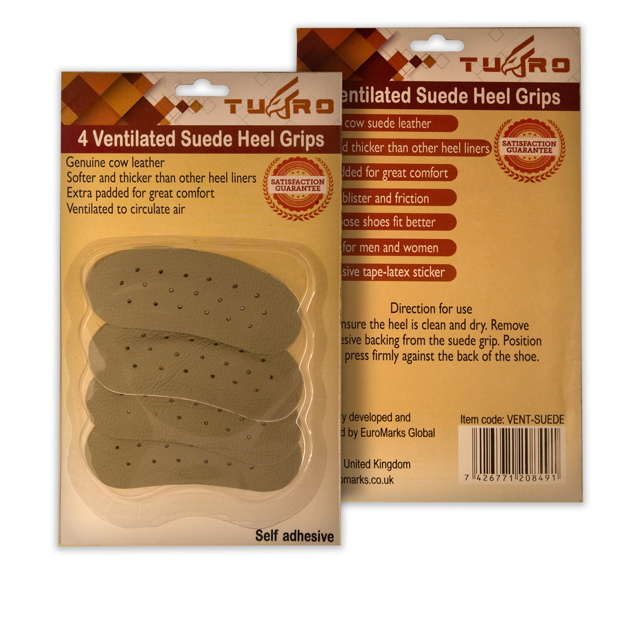 2 Pair Suede Heel Grip Beige