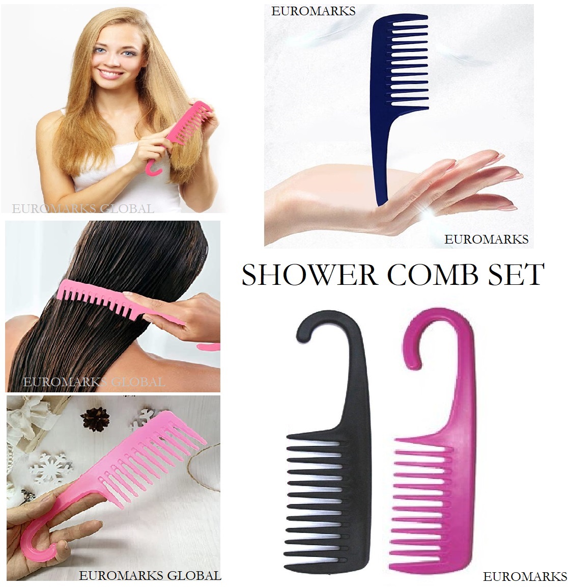 2 Wide-tooth hanging comb set