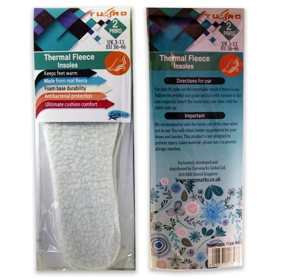 2 Pair Thermal Fleece Insoles