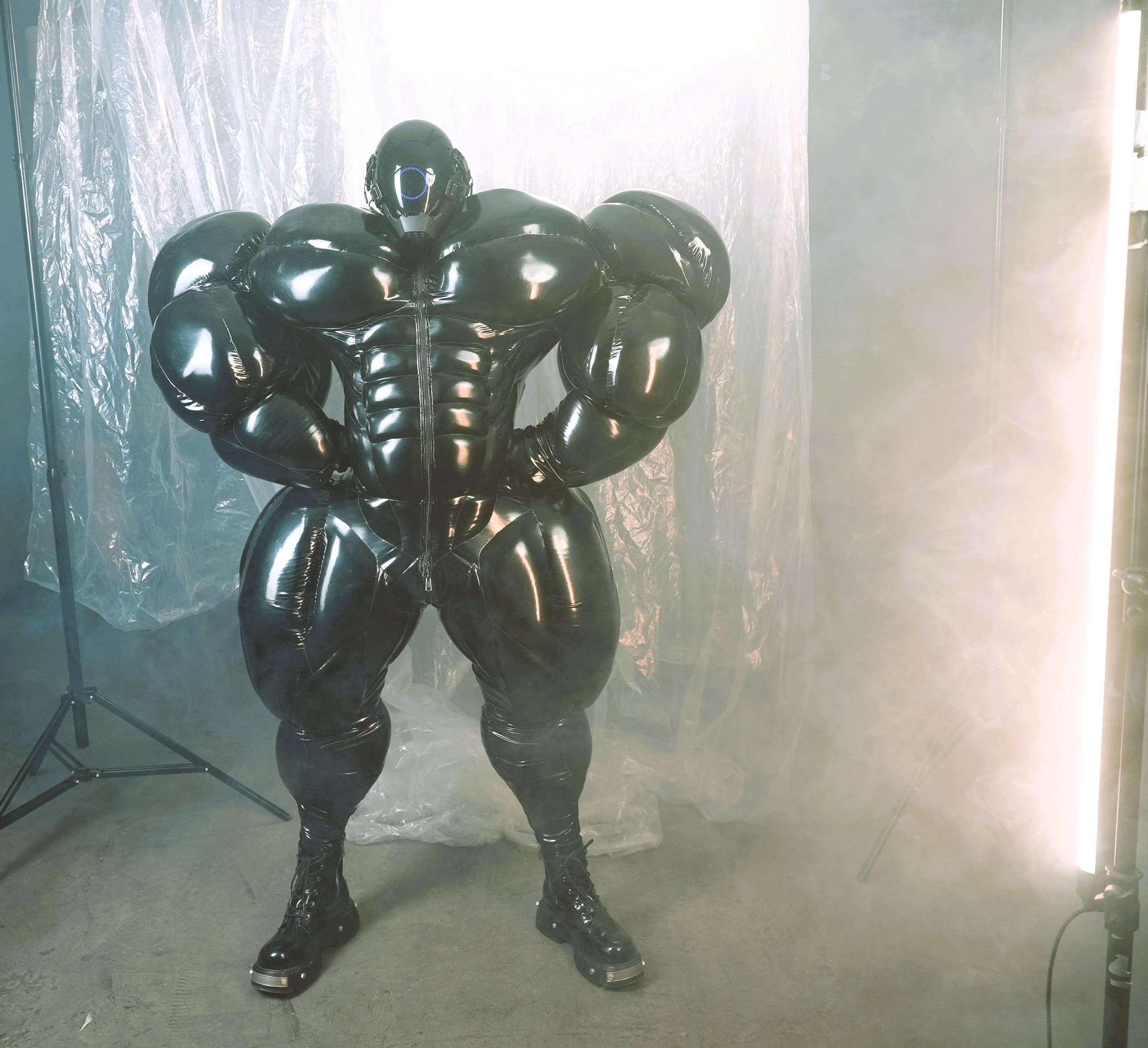 Bulk muscle suit / red faux leather 