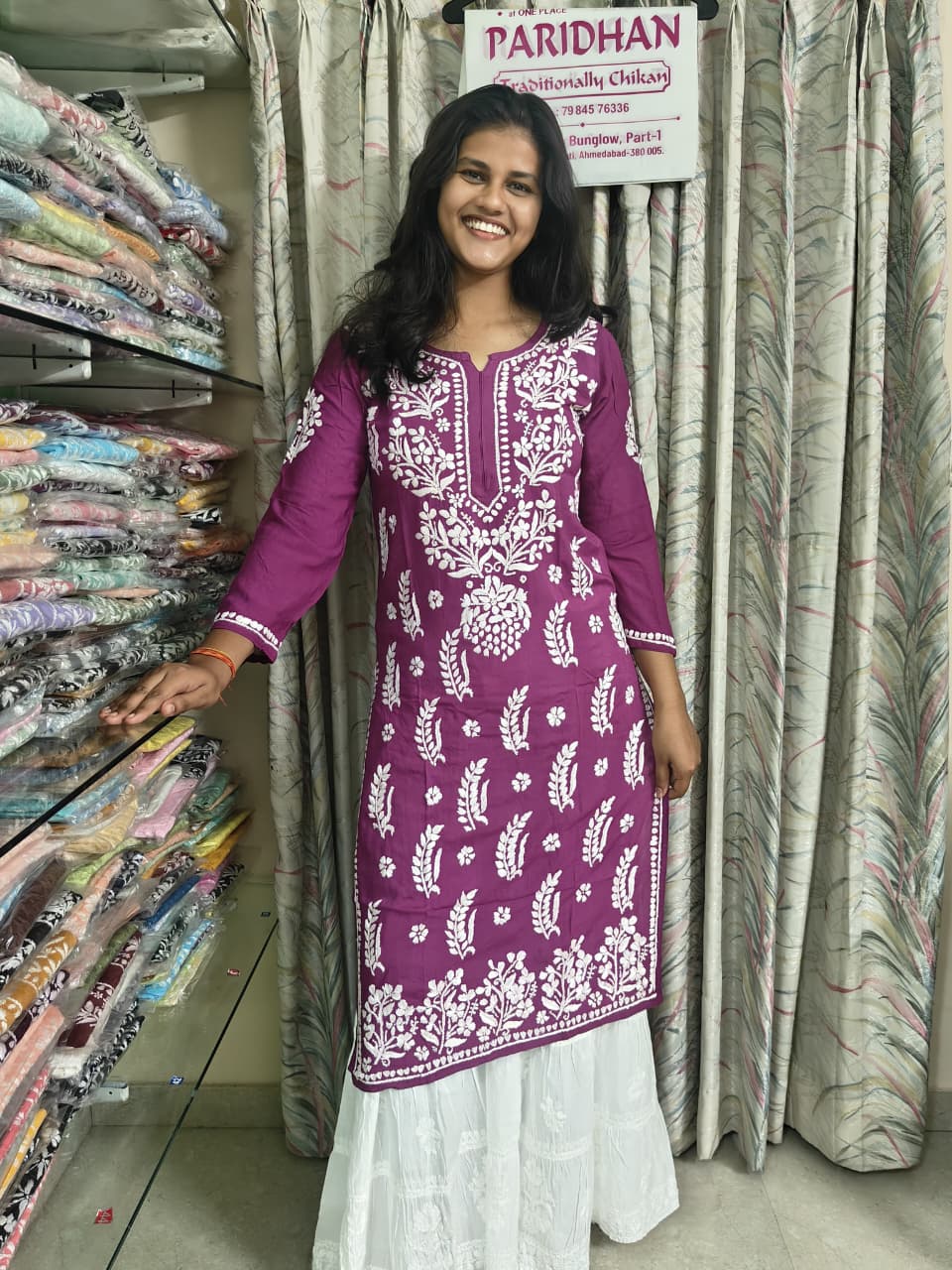 Long Chikankari Kurti
