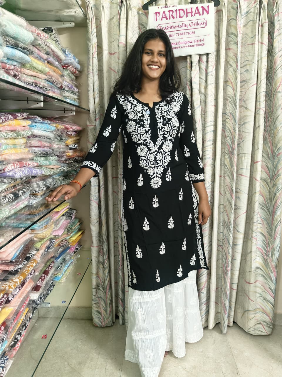 Long Chikankari Kurti