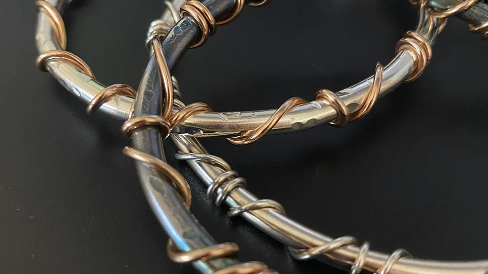 Wrapped Bangle. Solid Silver with Gold Plated Copper Wrap