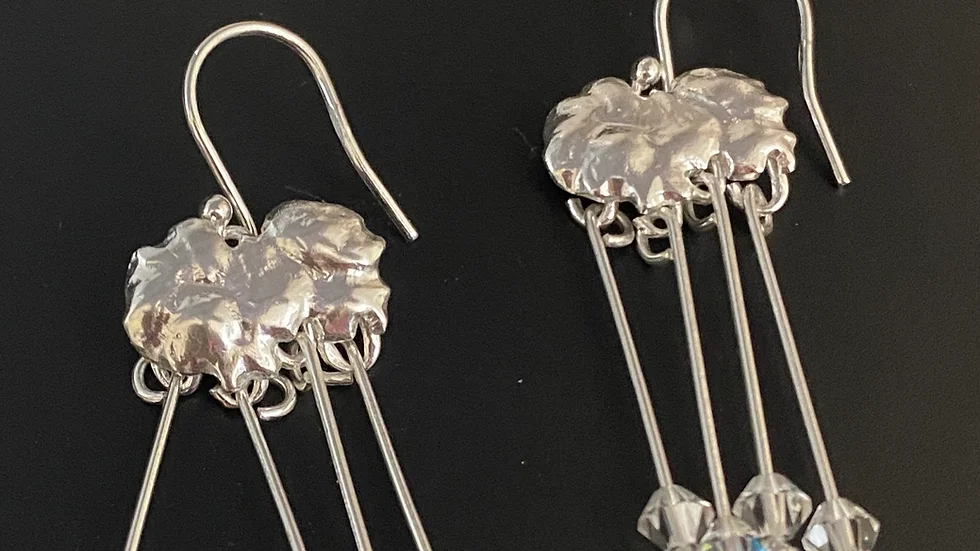 Cloud Raindrop British Weather Earrings © - Sterling Silver (Eco Silver)