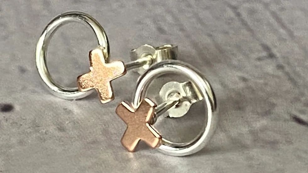 A Hug and a Kiss Sterling Silver Stud Earrings