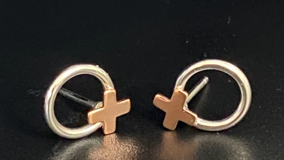 A Hug and a Kiss Sterling Silver Stud Earrings