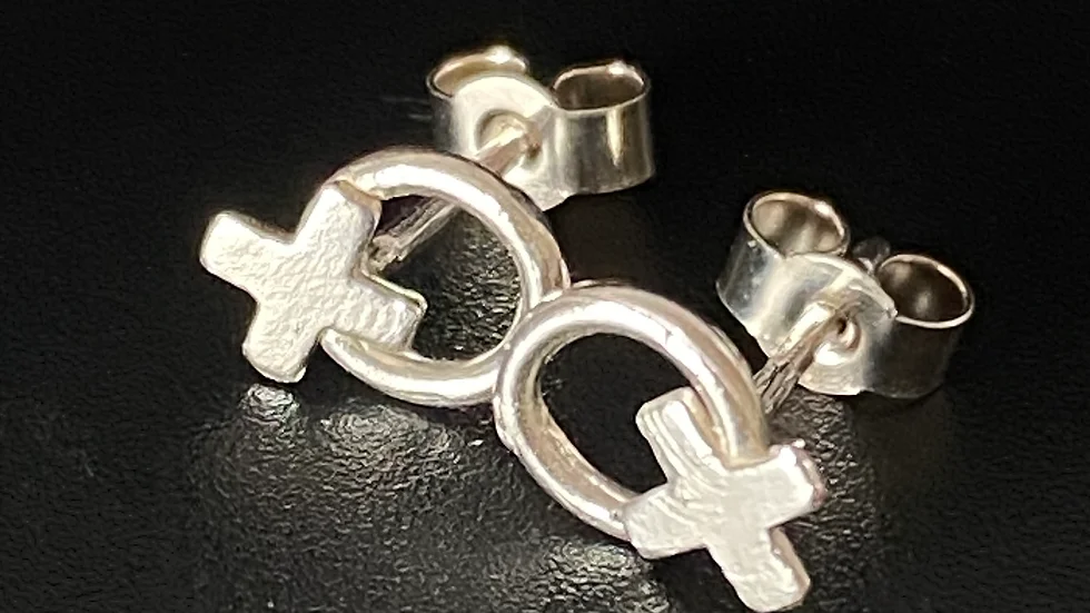 A Hug and a Kiss Sterling Silver Stud Earrings