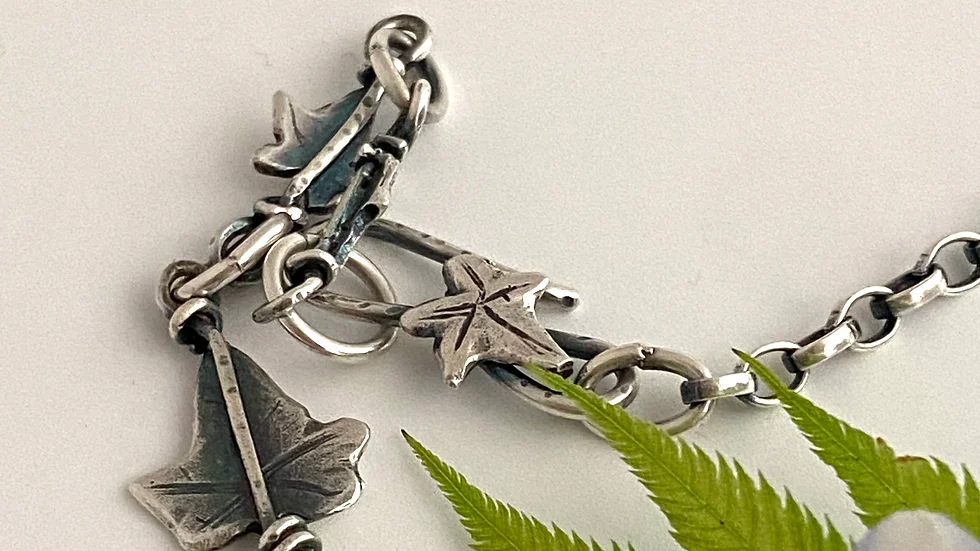 Hedgehog and Ivy Leaf Necklace © - Oxidised W&F