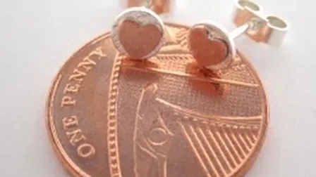 Eco Heart Silver Stud Earrings  Copper and  Silver Earrings