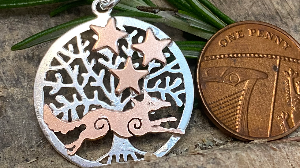 Running Fox, Stars, Tree of Life Pendant ©2022